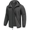 COOFANDY Men’s Hooded Softshell Jacket Waterproof Fleece Lined Windbreaker Lightweight Outdoor Hiking Jacket(Dark Grey)