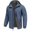 COOFANDY Men’s Hooded Softshell Jacket Waterproof Fleece Lined Windbreaker Lightweight Outdoor Hiking Jacket(Light Blue)