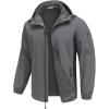 COOFANDY Men’s Hooded Softshell Jacket Waterproof Fleece Lined Windbreaker Lightweight Outdoor Hiking Jacket(Light Grey)