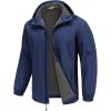 COOFANDY Men’s Hooded Softshell Jacket Waterproof Fleece Lined Windbreaker Lightweight Outdoor Hiking Jacket(Navy)