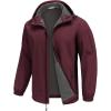 COOFANDY Men’s Hooded Softshell Jacket Waterproof Fleece Lined Windbreaker Lightweight Outdoor Hiking Jacket(Wine Red)