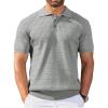 COOFANDY Mens Knit Polo Shirt Short Sleeve Vintage Textured Casual Golf Shirts Summer Beach Top(Light Gray)