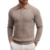 COOFANDY Men’s Knitted Polo Neck Long Sleeve Winter Thermal Casual Sweater(Fantasy Brown)