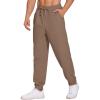COOFANDY Men’s Linen Casual Lightweight Pants Elastic Waist Drawstring Beach Pants with Pockets(Brown)