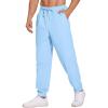 COOFANDY Men’s Linen Casual Lightweight Pants Elastic Waist Drawstring Beach Pants with Pockets(Light Blue)