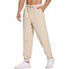 COOFANDY Men’s Linen Casual Lightweight Pants Elastic Waist Drawstring Beach Pants with Pockets(Light Khaki)