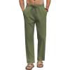 COOFANDY Men’s Linen Casual Pants Elastic Waist Beach Pants Lightweight Drawstring Summer Yoga Pants(Army Green)