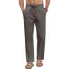 COOFANDY Men’s Linen Casual Pants Elastic Waist Beach Pants Lightweight Drawstring Summer Yoga Pants(Dark Gray)