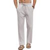 COOFANDY Men’s Linen Casual Pants Elastic Waist Beach Pants Lightweight Drawstring Summer Yoga Pants(Light Gray)