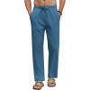 COOFANDY Men’s Linen Casual Pants Elastic Waist Beach Pants Lightweight Drawstring Summer Yoga Pants(Navy Blue)