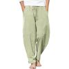 COOFANDY Men’s Linen Harem Drawstring Pants Casual Elastic Waist Lightweight Trouser Hippie Summer Beach Yoga Pants(Light Green)