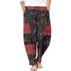 COOFANDY Men’s Linen Harem Drawstring Pants Casual Elastic Waist Lightweight Trouser Hippie Summer Beach Yoga Pants(Pat7)