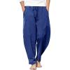 COOFANDY Men’s Linen Harem Drawstring Pants Casual Elastic Waist Lightweight Trouser Hippie Summer Beach Yoga Pants(Royal Blue)