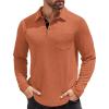 COOFANDY Men’s Long Sleeve Polo Shirt Casual Dress Button Polo T Shirt with Pocket Basic Lightweight Collared Golf Shirt(Caramel)