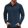 COOFANDY Men’s Long Sleeve Polo Shirt Casual Dress Button Polo T Shirt with Pocket Basic Lightweight Collared Golf Shirt(Deep Blue)