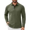 COOFANDY Mens Long Sleeve Polo Shirts Button Casual Tee Collared Work Pullover Shirts(Army Green)