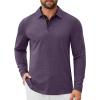COOFANDY Mens Long Sleeve Polo Shirts Button Casual Tee Collared Work Pullover Shirts(Dark Purple)