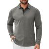 COOFANDY Mens Long Sleeve Polo Shirts Button Casual Tee Collared Work Pullover Shirts(Light Grey)