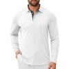 COOFANDY Mens Long Sleeve Polo Shirts Button Casual Tee Collared Work Pullover Shirts(White)