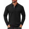 COOFANDY Mens Long Sleeve Polo Shirts Cotton Collared Shirts Casual Business Polo Classic Golf T Shirts(All Black)
