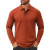 COOFANDY Mens Long Sleeve Polo Shirts Cotton Collared Shirts Casual Business Polo Classic Golf T Shirts(Caramel)