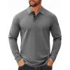 COOFANDY Mens Long Sleeve Polo Shirts Cotton Collared Shirts Casual Business Polo Classic Golf T Shirts(Dark Grey)