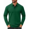 COOFANDY Mens Long Sleeve Polo Shirts Cotton Collared Shirts Casual Business Polo Classic Golf T Shirts(Green)