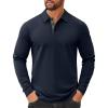 COOFANDY Mens Long Sleeve Polo Shirts Cotton Collared Shirts Casual Business Polo Classic Golf T Shirts(Navy Blue)