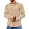 COOFANDY Men’s Muscle Fit Dress Shirts Wrinkle Free Long Sleeve Button Down Shirt Stretch Business Shirt(Light Khaki)