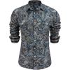 COOFANDY Mens Paisley Printed Shirts Casual Long Sleeve Button Down Shirts Floral Dress Shirt with Pockets(Dark Blue)