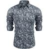 COOFANDY Mens Paisley Printed Shirts Casual Long Sleeve Button Down Shirts Floral Dress Shirt with Pockets(Pattern 2)