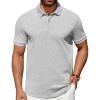 COOFANDY Men’s Polo Shirts 100% Cotton Heavyweight Short Sleeve Button Golf Shirts Classic Pullover Ribbed Collar and Cuffs(Light Grey)
