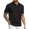 COOFANDY Mens Polo Shirts Short Sleeve Casual Golf Shirt Basic Solid Color Collared T-Shirt Stylish Summer Polo T Shirt(Black)