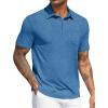 COOFANDY Mens Polo Shirts Short Sleeve Casual Golf Shirt Basic Solid Color Collared T-Shirt Stylish Summer Polo T Shirt(Blue)