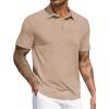 COOFANDY Mens Polo Shirts Short Sleeve Casual Golf Shirt Basic Solid Color Collared T-Shirt Stylish Summer Polo T Shirt(Khaki)