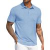 COOFANDY Mens Polo Shirts Short Sleeve Casual Golf Shirt Basic Solid Color Collared T-Shirt Stylish Summer Polo T Shirt(Light Blue)