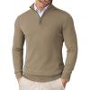 COOFANDY Men’s Quarter Zip Up Sweaters Slim Fit Lightweight Mock Neck Pullover Casual Polo Sweaters(Dark Khaki)