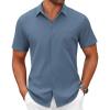 COOFANDY Mens Short Sleeve Button Down Shirts Casual Dress Shirts for Men Summer Untucked Shirts with Pocket(Blue)