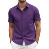COOFANDY Mens Short Sleeve Button Down Shirts Casual Dress Shirts for Men Summer Untucked Shirts with Pocket(Dark Purple)