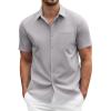 COOFANDY Mens Short Sleeve Button Down Shirts Casual Dress Shirts for Men Summer Untucked Shirts with Pocket(Grey)