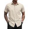 COOFANDY Mens Short Sleeve Button Down Shirts Casual Dress Shirts for Men Summer Untucked Shirts with Pocket(Khaki)