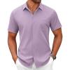 COOFANDY Mens Short Sleeve Button Down Shirts Casual Dress Shirts for Men Summer Untucked Shirts with Pocket(Lavender)