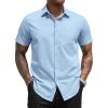 COOFANDY Mens Short Sleeve Button Down Shirts Casual Dress Shirts for Men Summer Untucked Shirts with Pocket(Light Blue)
