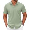 COOFANDY Mens Short Sleeve Button Down Shirts Casual Dress Shirts for Men Summer Untucked Shirts with Pocket(Light Green)