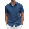 COOFANDY Mens Short Sleeve Button Down Shirts Casual Dress Shirts for Men Summer Untucked Shirts with Pocket(Navy)