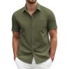 COOFANDY Mens Short Sleeve Button Down Shirts Casual Dress Shirts for Men Summer Untucked Shirts with Pocket(Olive Green)