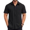 COOFANDY Mens Short Sleeve Button Down Shirts Casual Summer Beach Shirt Wedding Dress Shirts with Pocket(Black)