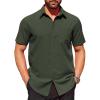 COOFANDY Mens Short Sleeve Dress Shirts Wrinkle Free Button Down Shirts Stain Shield Shirts with Pocket(Dark Army Green)