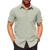 COOFANDY Mens Short Sleeve Dress Shirts Wrinkle Free Button Down Shirts Stain Shield Shirts with Pocket(Light Green)