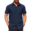 COOFANDY Mens Short Sleeve Dress Shirts Wrinkle Free Button Down Shirts Stain Shield Shirts with Pocket(Navy Blue)